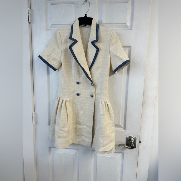 Seville Denim Trim Tweed Blazer Mini Dress - Picture 2 of 5